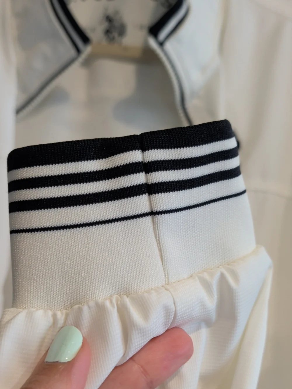 U.S. Polo Assn. White Bomber Jacket with Navy Trim